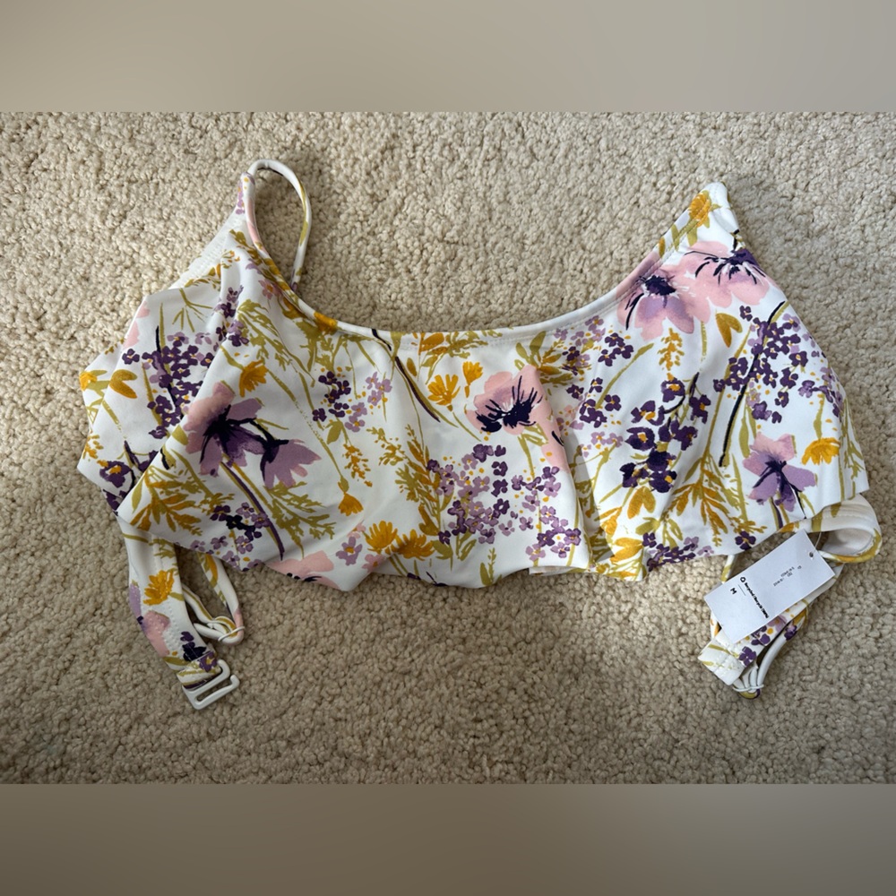 Old Navy Floral Bikini Top - White, Purple, Yellow, Pink